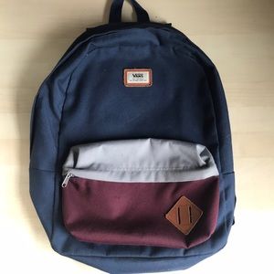 VANS Backpack Navy with Burgundy Front Pocket